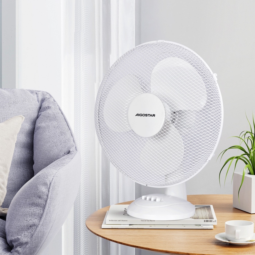 Aigostar - Ventilateur de table 40W/230V blanc
