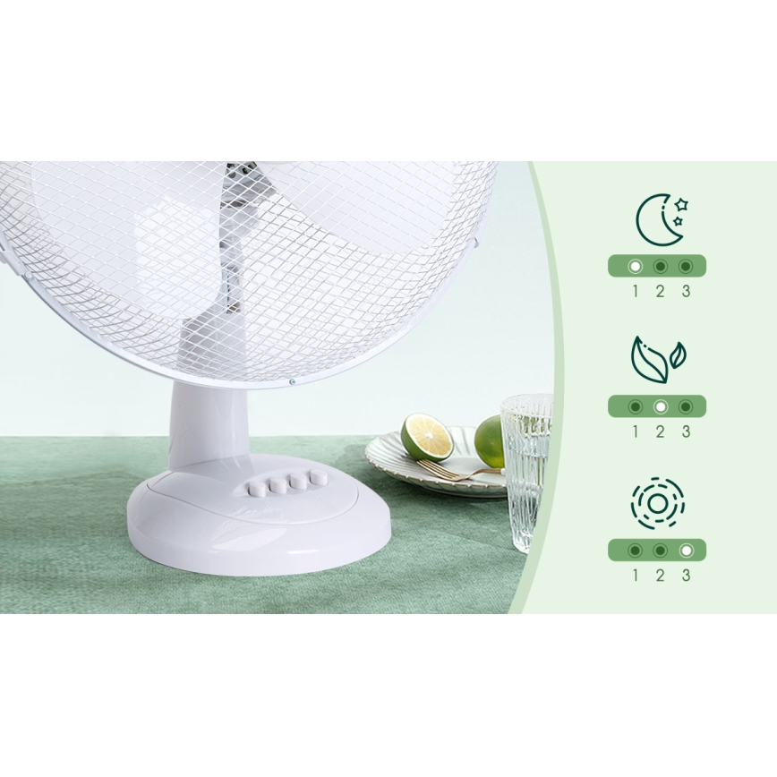 Aigostar - Ventilateur de table 40W/230V blanc