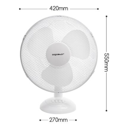 Aigostar - Ventilateur de table 45W/230V 34 cm blanc