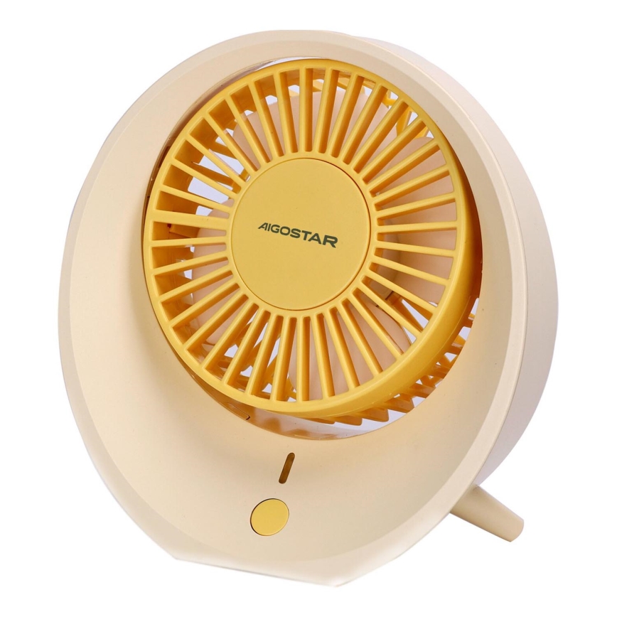 Aigostar - Ventilateur de table rechargeable 3W/5V 1200mAh USB orange