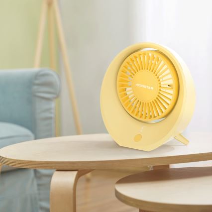 Aigostar - Ventilateur de table rechargeable 3W/5V 1200mAh USB orange