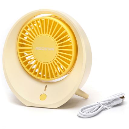 Aigostar - Ventilateur de table rechargeable 3W/5V 1200mAh USB orange