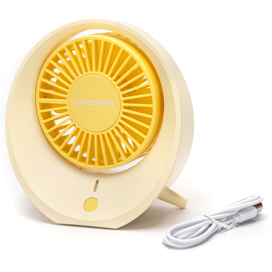 Aigostar - Ventilateur de table rechargeable 3W/5V 1200mAh USB orange