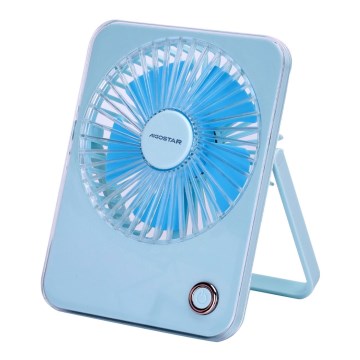 Aigostar - Ventilateur de table rechargeable 5W/5V 3600mAh USB bleu