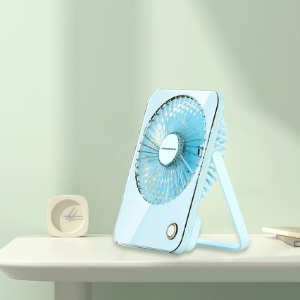 Aigostar - Ventilateur de table rechargeable 5W/5V 3600mAh USB bleu