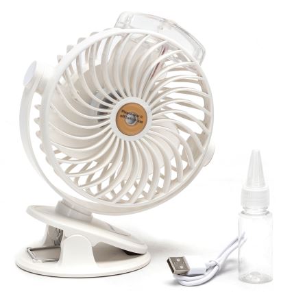 Aigostar - Ventilateur de table rechargeable avec pince 2W/5V 2400mAh USB blanc