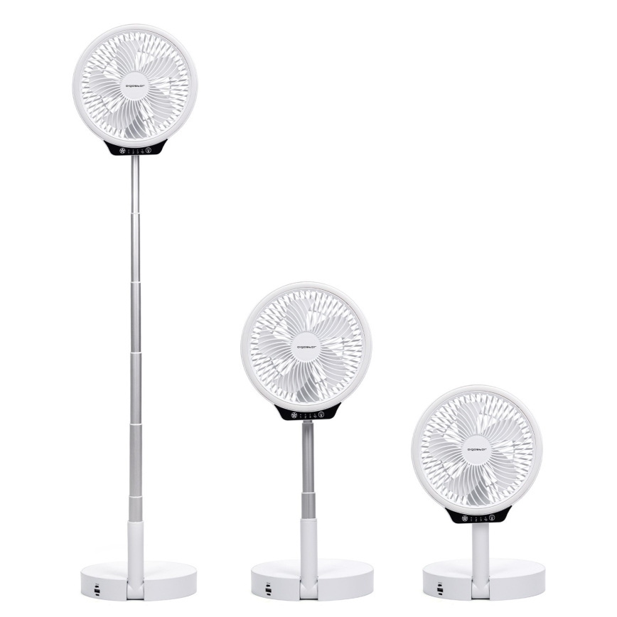Aigostar - Ventilateur LED pliable sans fil avec port USB 6,5W/5V 8000 mAh