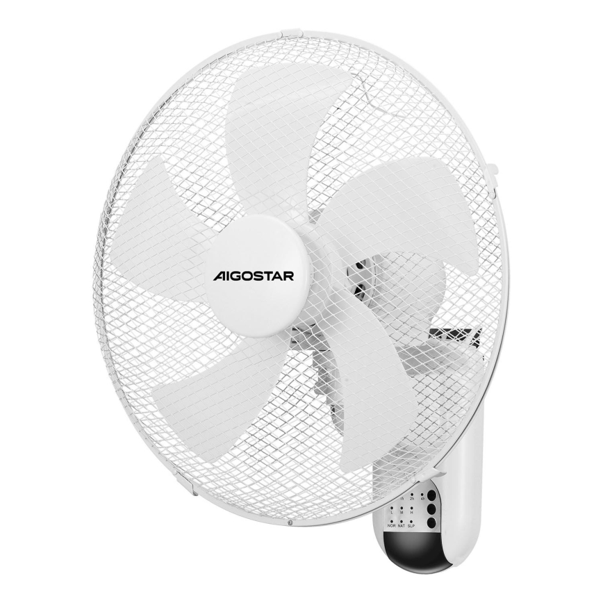 Aigostar -  Ventilateur mural 45W/230V blanc + Télécommande