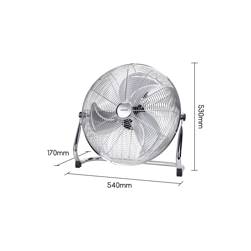 Aigostar - Ventilateur sur pied 100W/230V Ø 54 cm, chrome brillant