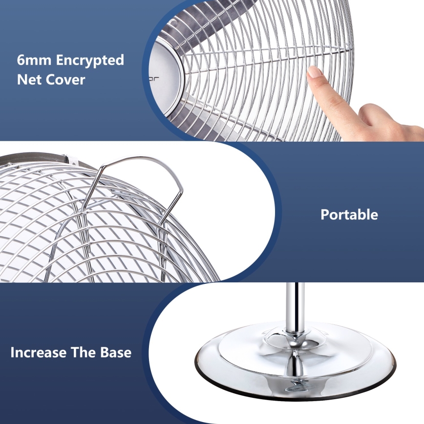Aigostar - Ventilateur sur pied 50W/230V 114 cm chrome brillant