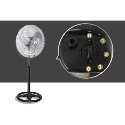 Aigostar - Ventilateur sur pied 50 W/230 V Ø 50 cm chromé/noir