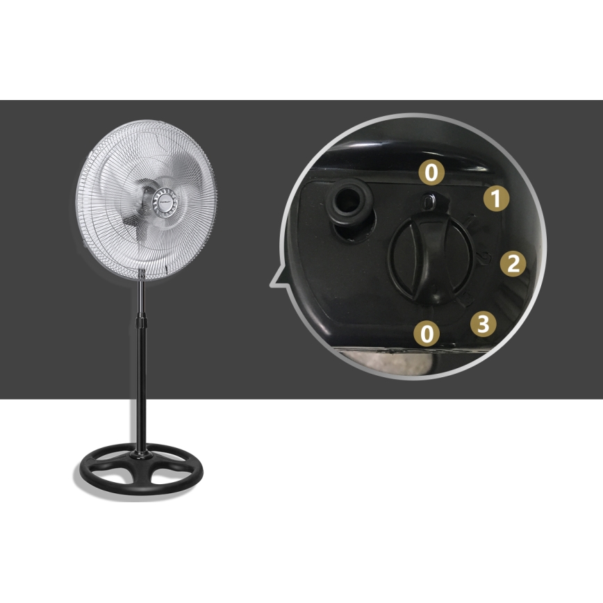 Aigostar - Ventilateur sur pied 50 W/230 V Ø 50 cm chromé/noir