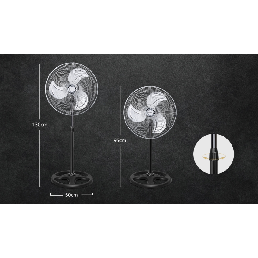 Aigostar - Ventilateur sur pied 50 W/230 V Ø 50 cm chromé/noir