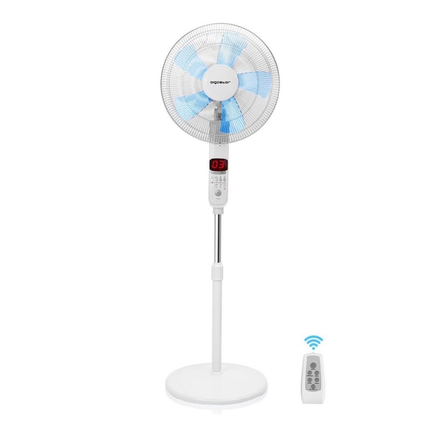 Aigostar - Ventilateur sur pied 50W/230V 43 cm blanc + télécommande