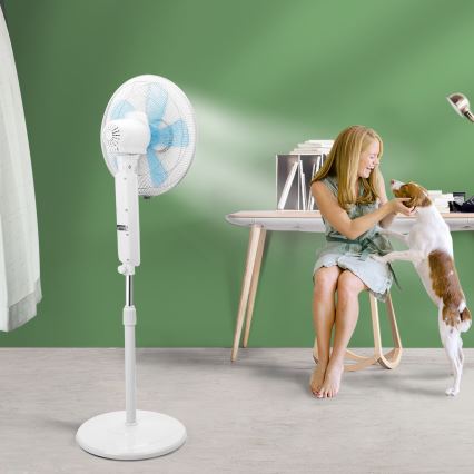 Aigostar - Ventilateur sur pied 50W/230V 43 cm blanc + télécommande