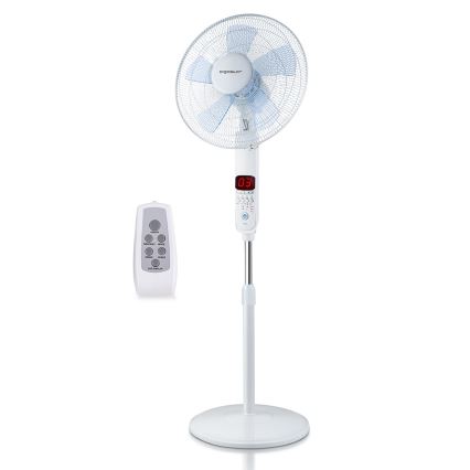 Aigostar - Ventilateur sur pied 50W/230V 43 cm blanc + télécommande