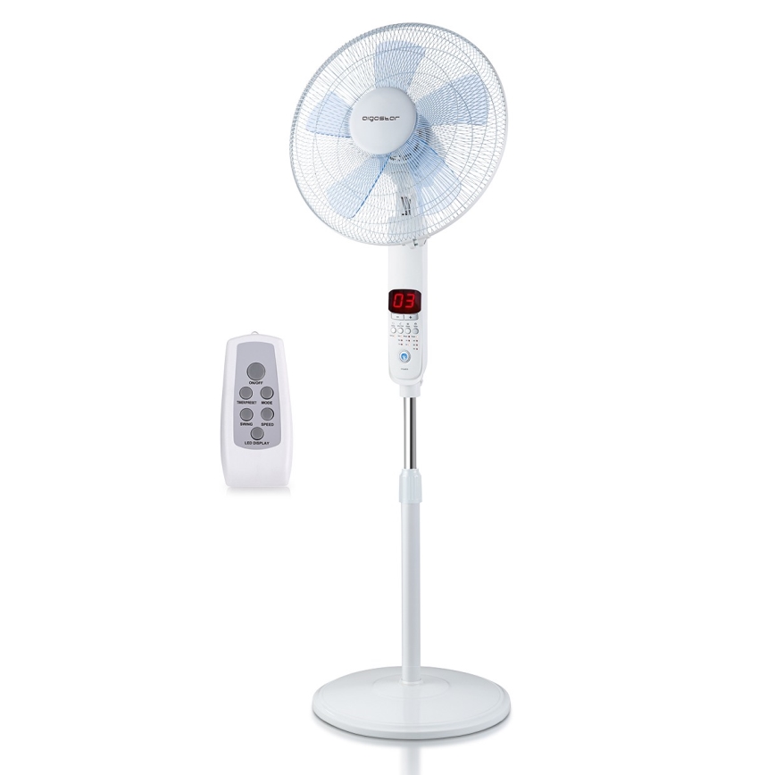 Aigostar - Ventilateur sur pied 50W/230V 43 cm blanc + télécommande