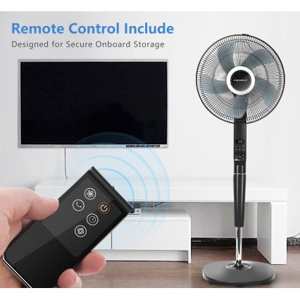 Aigostar - Ventilateur sur pied 55W/230V noir + télécommande