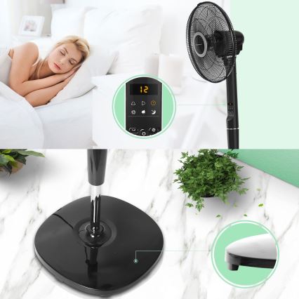 Aigostar - Ventilateur sur pied 55W/230V noir + télécommande