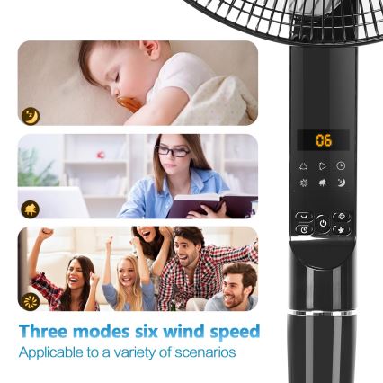 Aigostar - Ventilateur sur pied 55W/230V noir + télécommande