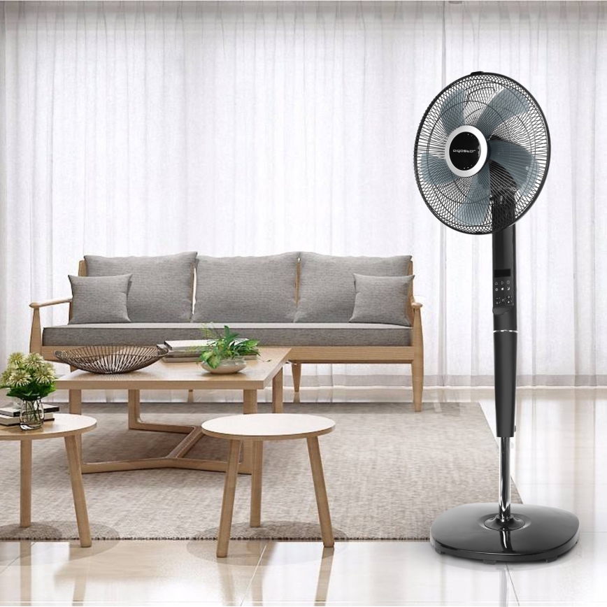 Aigostar - Ventilateur sur pied 55W/230V noir + télécommande