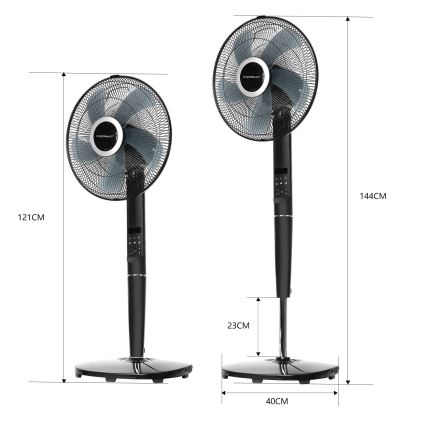 Aigostar - Ventilateur sur pied 55W/230V noir + télécommande