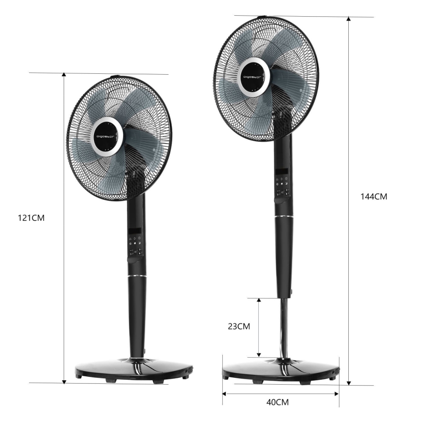 Aigostar - Ventilateur sur pied 55W/230V noir + télécommande
