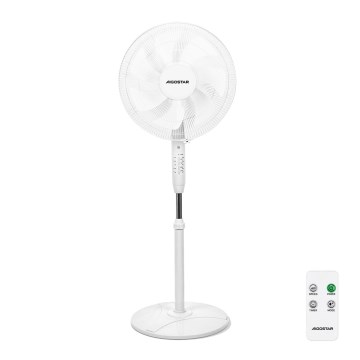 Aigostar - Ventilateur sur pied 60W/230V blanc + télécommande