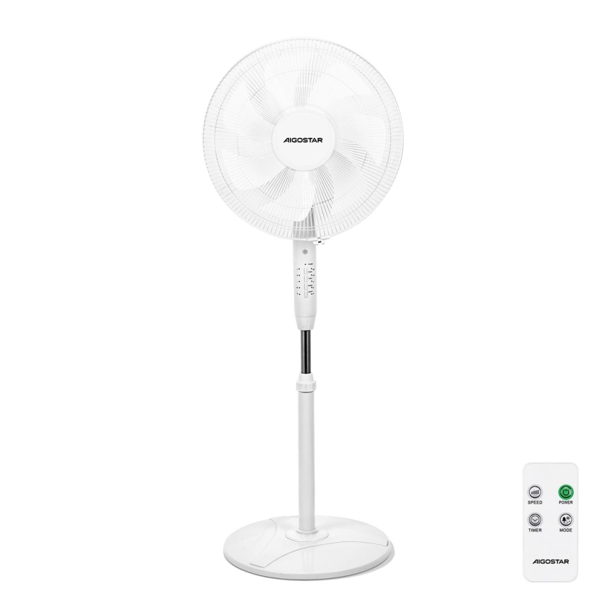 Aigostar - Ventilateur sur pied 60W/230V blanc + télécommande