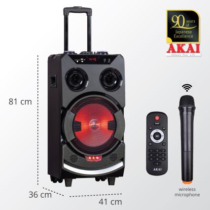 AKAI ABTS-112 - Enceinte sans fil 300W/230V 7000 mAh + télécommande