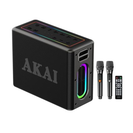 AKAI ABTSW-120 - Enceinte sans fil avec deux microphones 80W/4000 mAh IPX6