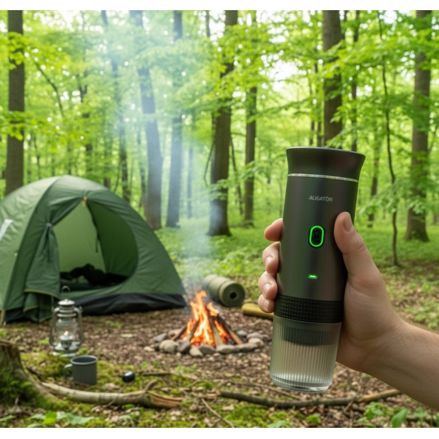 Aligator ACM002 - Cafetière de voyage rechargeable PortaCaffé 3 en 1 72W/7500 mAh gris
