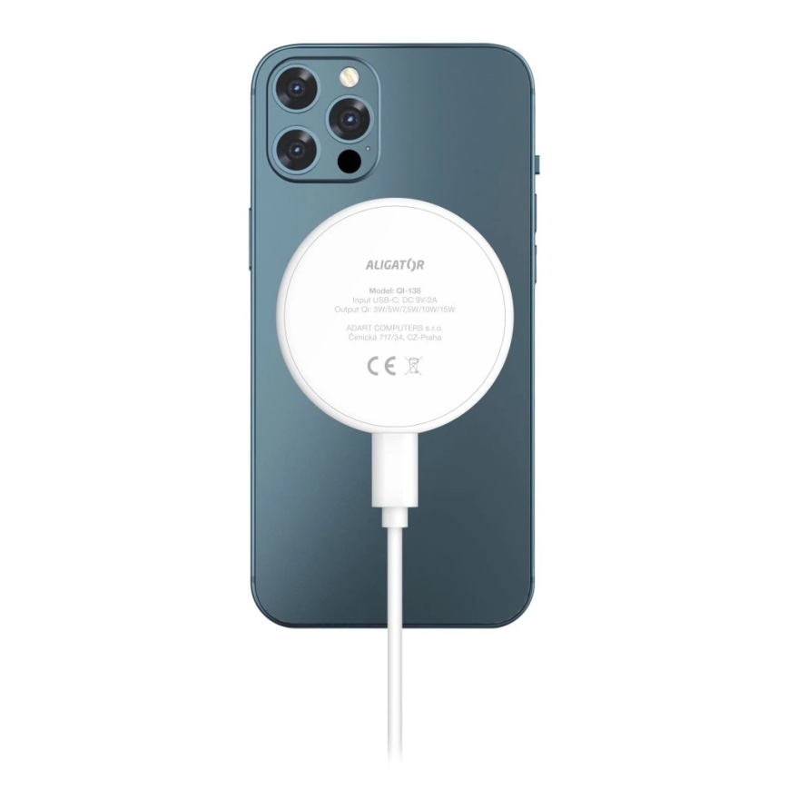 Aligator AMS08WT - Chargeur sans fil MagSafe 3-en-1 15 W blanc