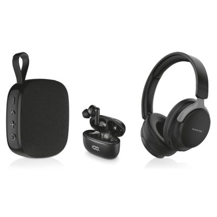 Aligator AUC001 - AUDIO COMBO 3 en 1 : casque arceau 150 mAh, écouteurs sans fil 200 mAh + 2 × 30 mAh et enceinte 1200 mAh