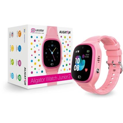 Aligator AW11PK - Montre connectée Watch Junior 2, batterie 450 mAh, certification IP67, Wi‑Fi, rose