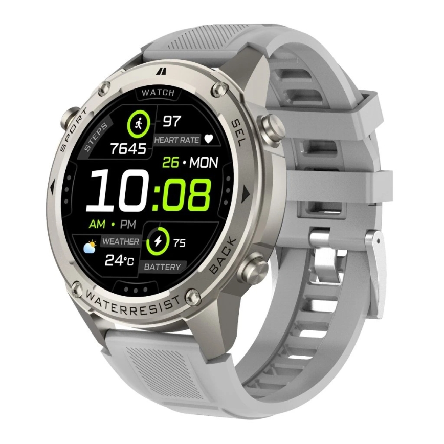 Aligator AW12SR - Montre connectée GPS, batterie 500 mAh, indice IP69K, finition argentée