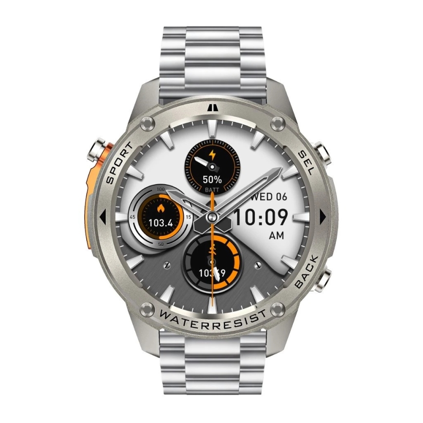 Aligator AW12SR - Montre connectée GPS, batterie 500 mAh, indice IP69K, finition argentée