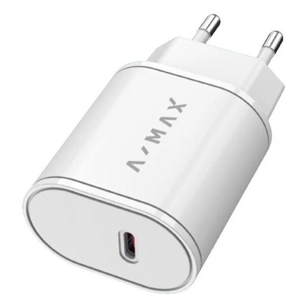Aligator AX0001V - Adaptateur de charge rapide A-MAX Power Delivery 20W USB-C blanc