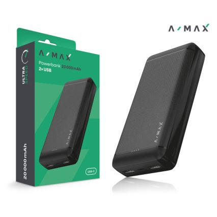 Aligator AX0003 - Batterie externe A-MAX 10000 mAh 3,7 V noire