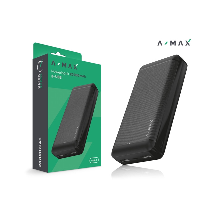 Aligator AX0003 - Batterie externe A-MAX 10000 mAh 3,7 V noire