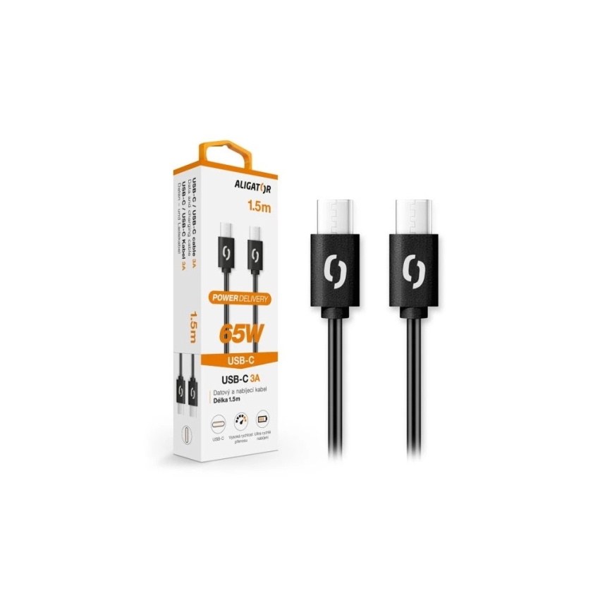 Aligator DATKP48 - câble USB-C / USB-C 65 W Power Delivery 1,5 m noir