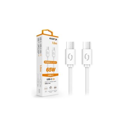 Aligator DATKP49 - Câble USB-C / USB-C 65 W Power Delivery 1,5 m blanc