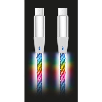 Aligator DATKP62 - Câble USB-C vers USB-C avec éclairage LED, Power Delivery 65 W, 1,2 m