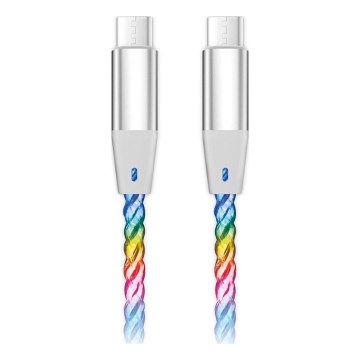 Aligator DATKP64 - Câble USB-C vers USB-C à éclairage LED, Power Delivery 65 W, 0,5 m