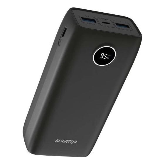 Aligator PBPD30BK - Batterie externe avec écran LCD Power Delivery 30000 mAh/20W/3,7V noire