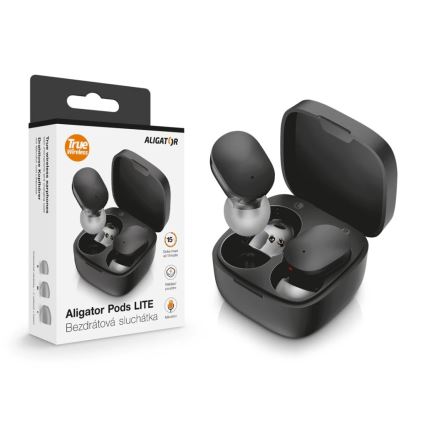 Aligator TWS05 - Écouteurs sans fil Pods LITE 200 mAh + 2 x 30 mAh IP30 noirs