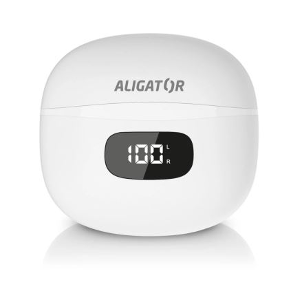 Aligator TWS08WT - Écouteurs sans fil avec ANC (réduction active du bruit), capacité de batterie 200 mAh + 2x 30 mAh, IP40, blanc
