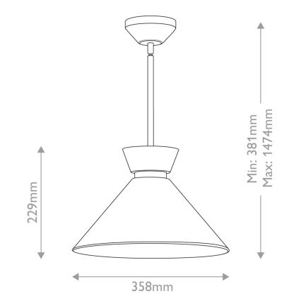 Alora Mood - Suspension sur tige HALSTON 1xE27/60W/230V dorée