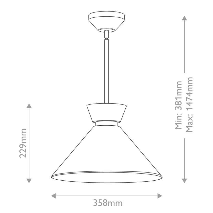 Alora Mood - Suspension sur tige HALSTON 1xE27/60W/230V dorée