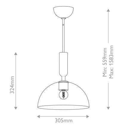 Alora Mood - Suspension-barre JUDE 1xE27/60W/230V d. 30,5 cm laiton